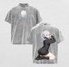 Anime Frieren Printed T-shirt For Men Clothing Harajuku Short Sleeve Pure Polyester Tee Shirt Gothic Y2k Vintage Washed Tshirts