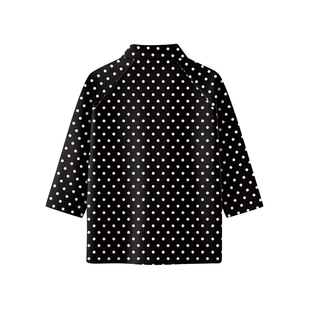 Damen Oberteil mit Stehkragen, 3/4 Ärmeln und Reißverschluss, hoch