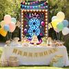 8th Birthday Door Cover 71x35 Inch Neon Glow Birthday Banner for Party Decorations LED Crown Balloon Backdrop Sign for Boys Girls Kids Photo Booth