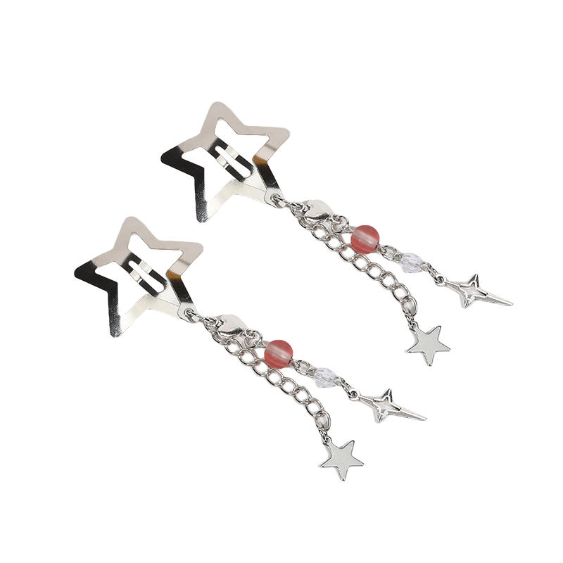 Y2K Sweet Cute Star Fringe Pendent Hair Clip Hairpin For Women Girls Punk Metal Pentagram BB Clips Barrettes Hair Accessories