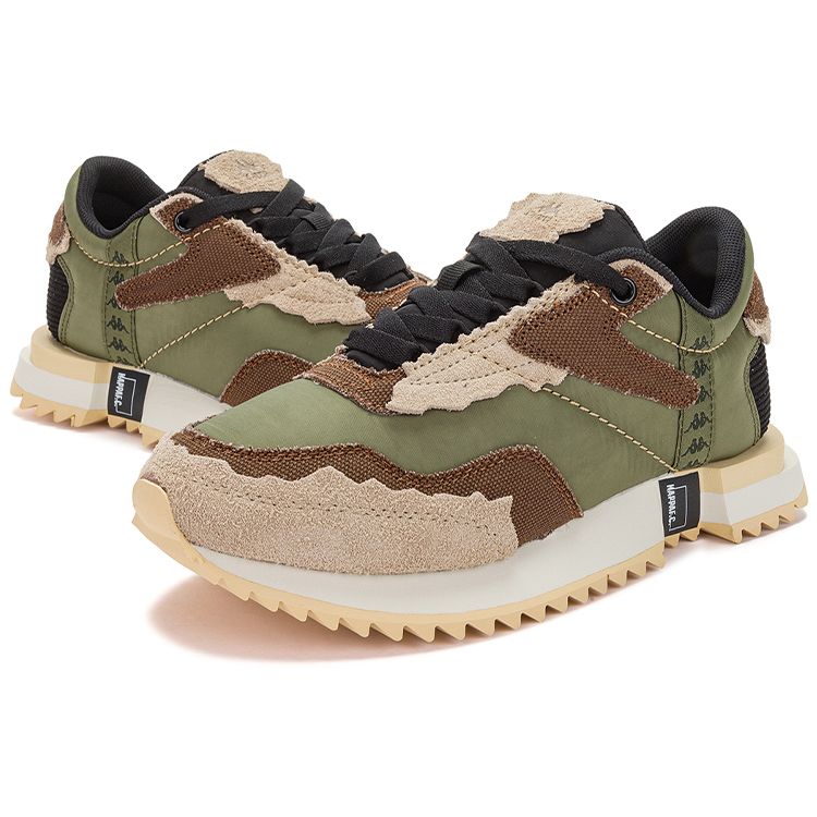 Kappa Retro Deconstructed Casual Low-Top Running Shoes Unisex sneakers Green Brown Black K0CZ5MM06-3994