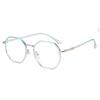 Trendy Retro Metal Polygon Flat Glasses Party Club Personalized Large Frame Anti-Blue Glasses