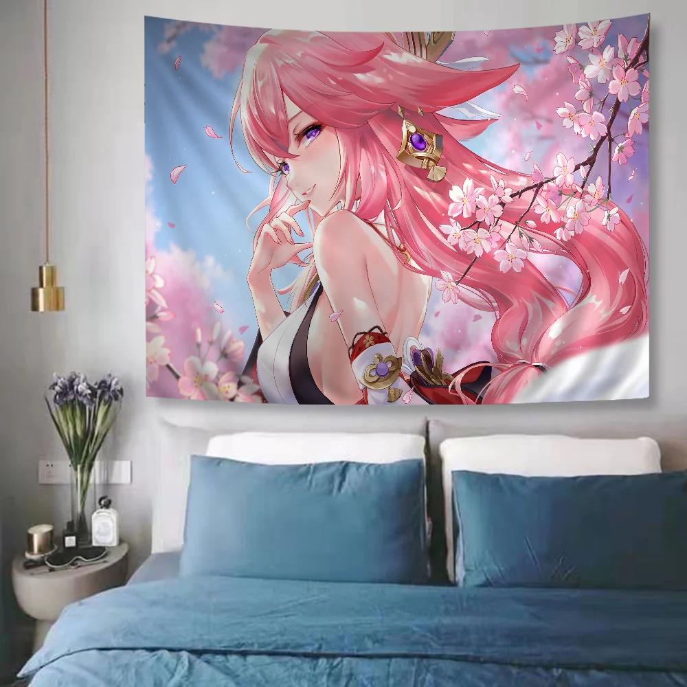 Genshin Impact Yae Miko DIY Wall Tapestry for Living Room Home Dorm Decor Wall Art Decor