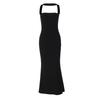 Haut Bandeau Femme Col Une Ligne Tempérament Français Dos Nu Ouverture Col Robe Moulante Fente Hanche