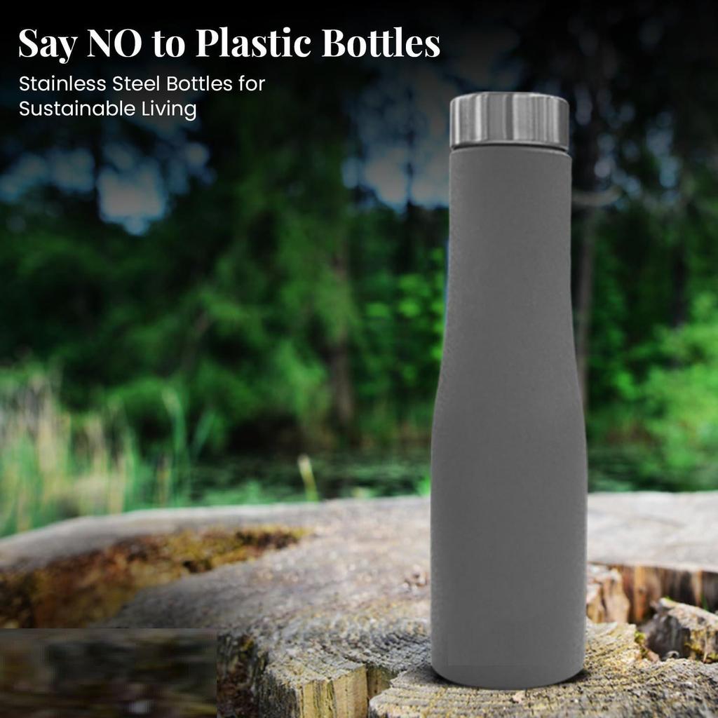 Water Bottle (1 Litre, Premium Stainless Steel, Misty Slate) Bottle for Fridge, School, Outdoor, Gym, Home and Office, Scratch-Resistant