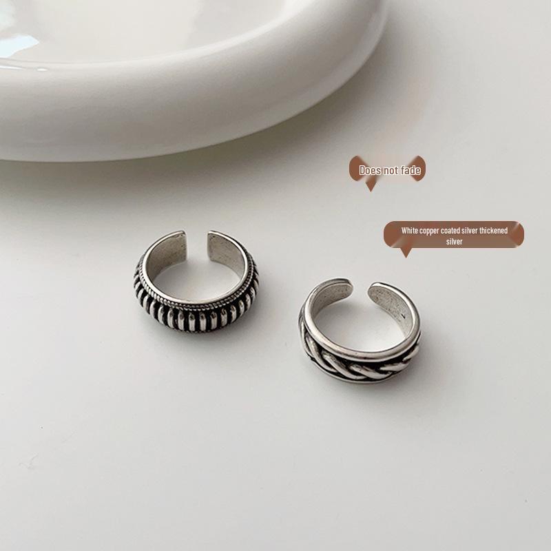 Retro Thai Silver 925 Sterling Ring - Hip Hop Punk Style, Non-fading, for Female Singers