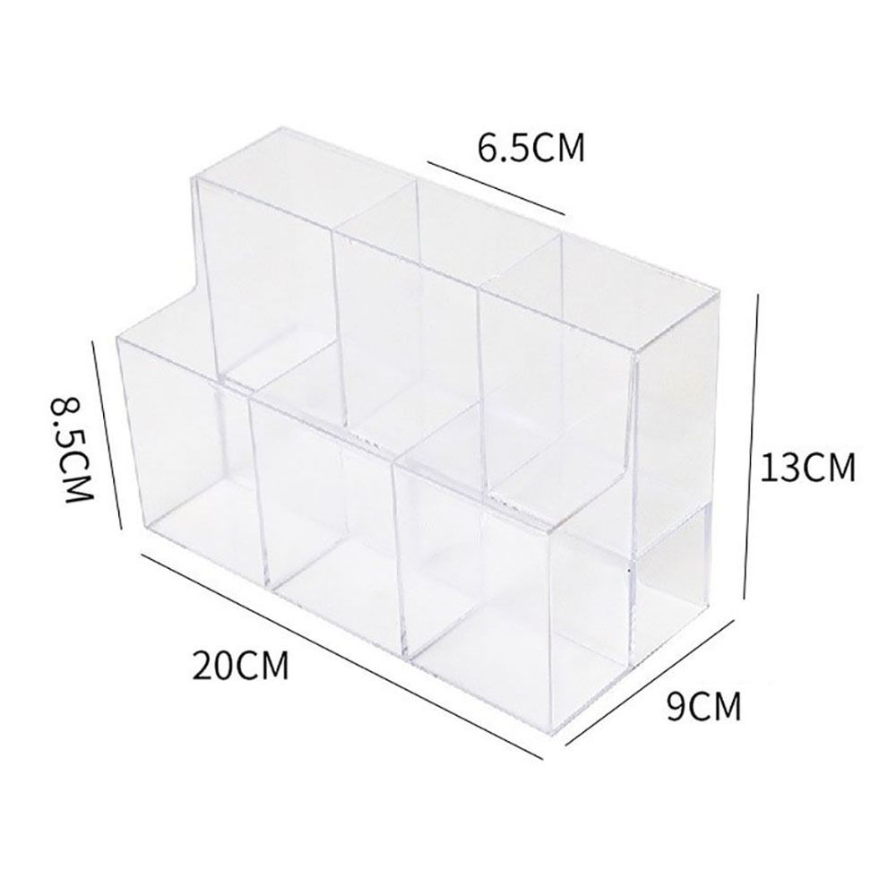 High Quality Acrylic Pen Holder Transparent 6 Grids Pen Container Sorting Storage Desktop Organiser Stationery Storage Box