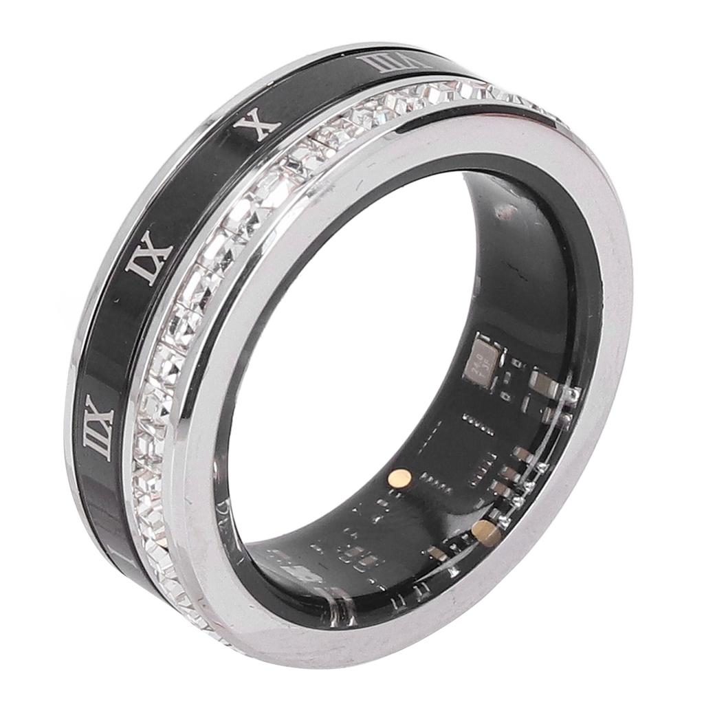 Smart Ring Ti Steel BT IP68 Water Resistant Step Counting Magnetic Charging Fitness Ring for Home Ou