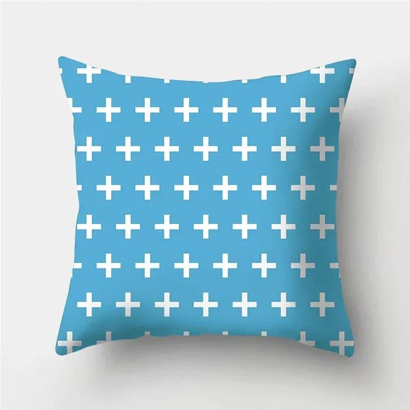 Blue Geometric Pattern Decorative Cushion Pillowcase Cushion Cover Throw Pillow Living Room Sofa Decorative Pillowcase