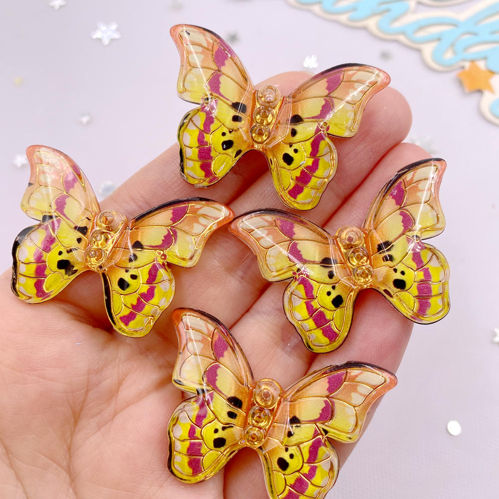 10pcs Shiny Colorful Beautiful Butterfly Figurine Flatback Rhinestone 1 Hole Bead DIY Wedding Decor Scrapbook Jewelry Crafts