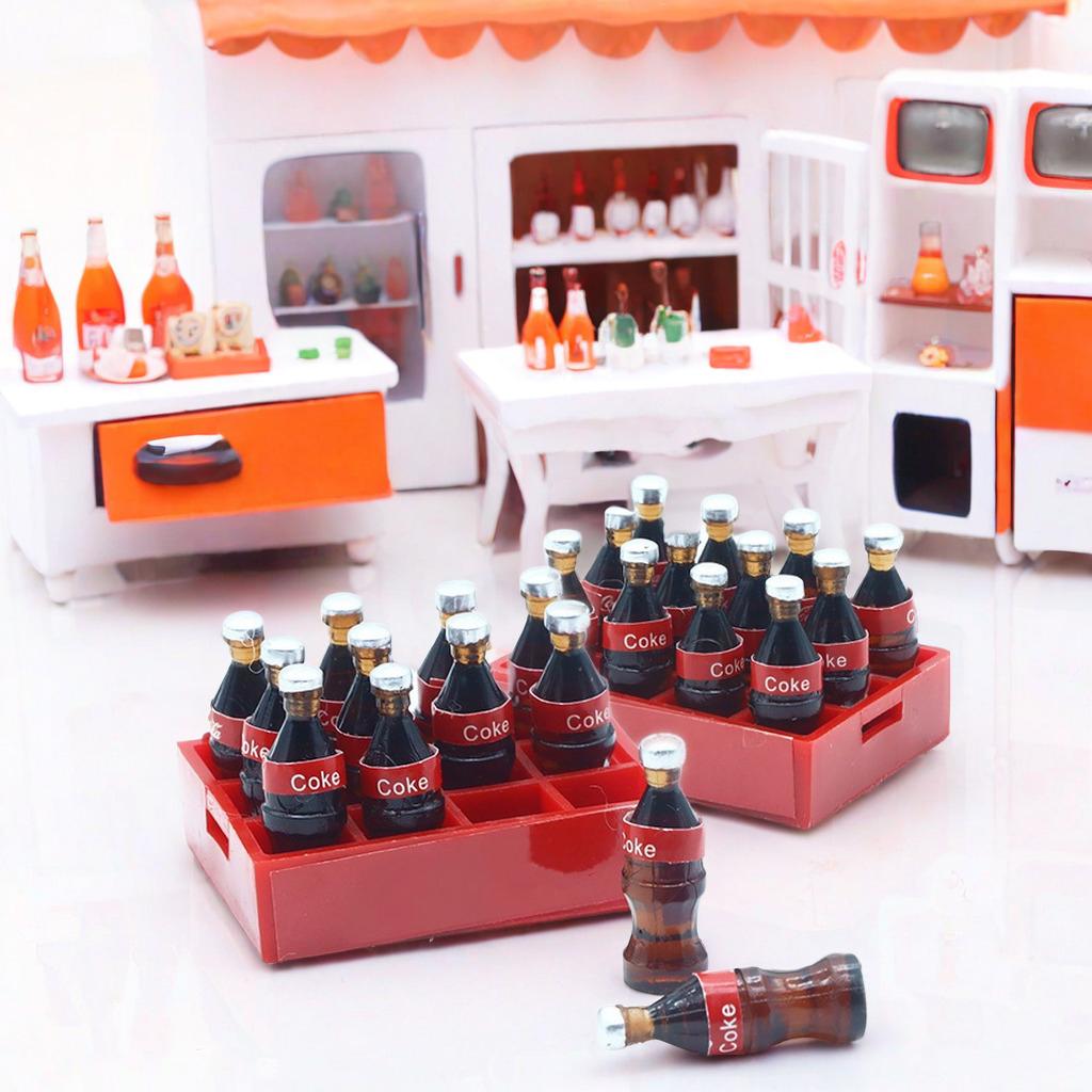 13 ks/sada Domeček pro panenky Miniaturní Mini lahve Coly Podnos na nápoje Úložný box Modelové sady Kuchyně Jídlo Hra Scéna Dekorace Příslušenství