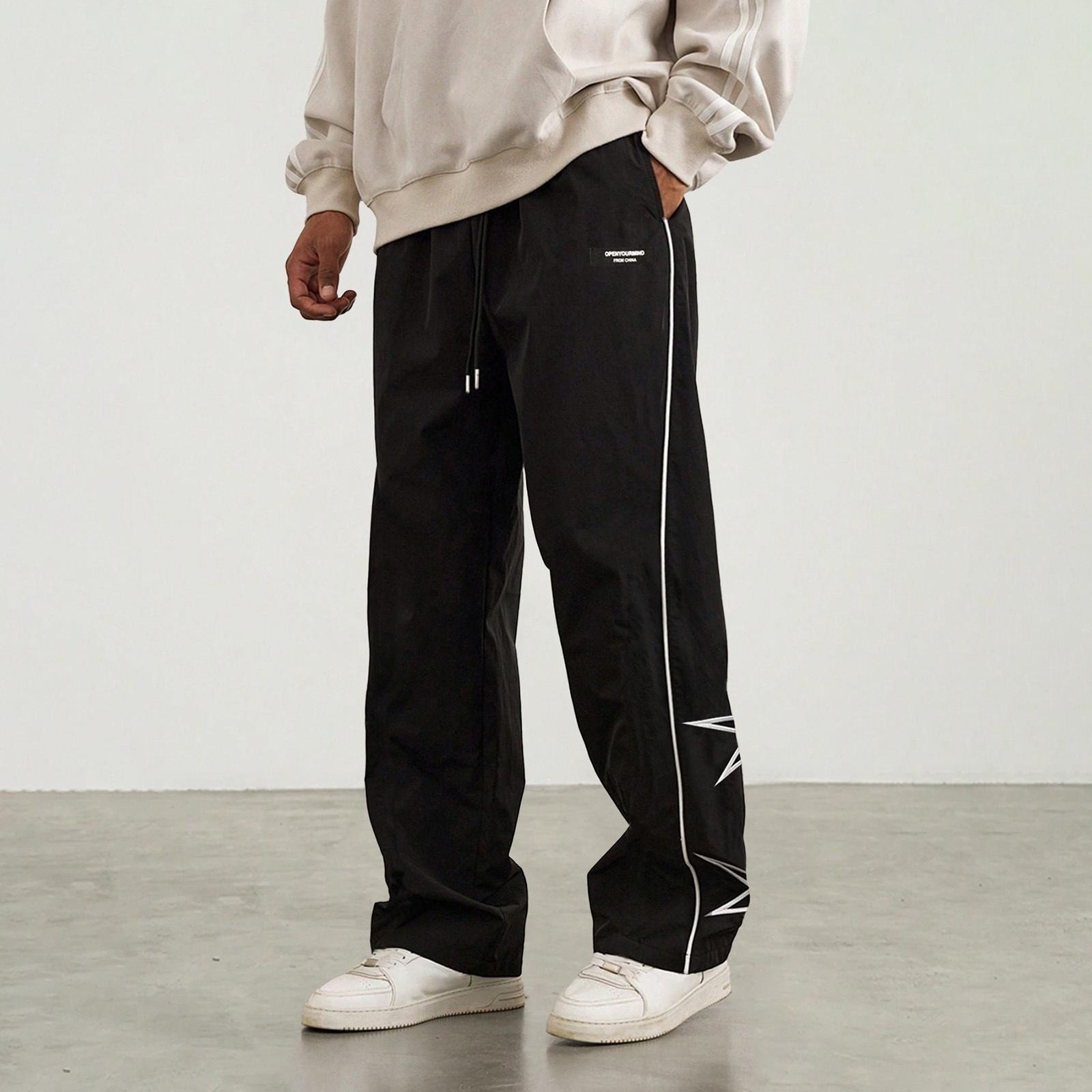 

Мужские ретро вышитые прямые брюки Мужские повседневные модные брюки L