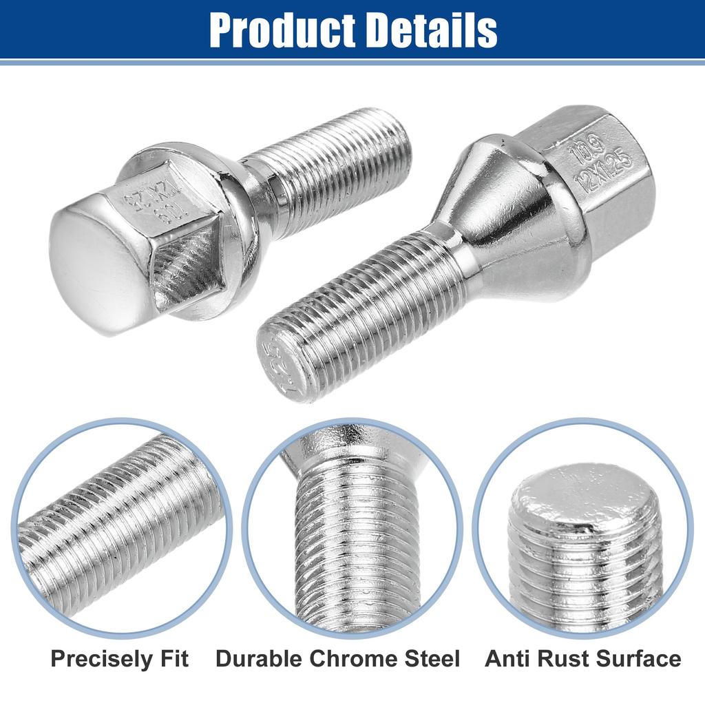 ACROPIX M12x1.25 Wheel Spacer Extension Nuts, Conical Seat, 19mm Hex, 28mm Shank Length, for Jeep Cherokee 2014-2022 - Pack of 20