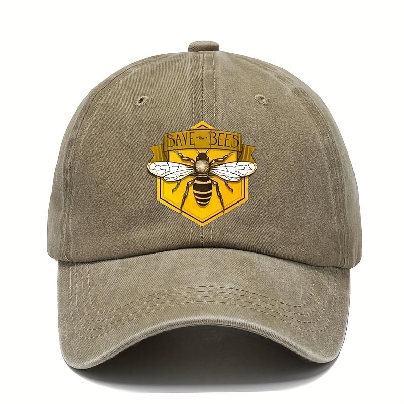 XIXIGO Cap Verstelbare Baseballpet voor Heren met Zeshoekige Bij Grafisch  SAVE THE BEES Opdruk Ademend Zonbescherming Met de Hand Wasbaar One Size