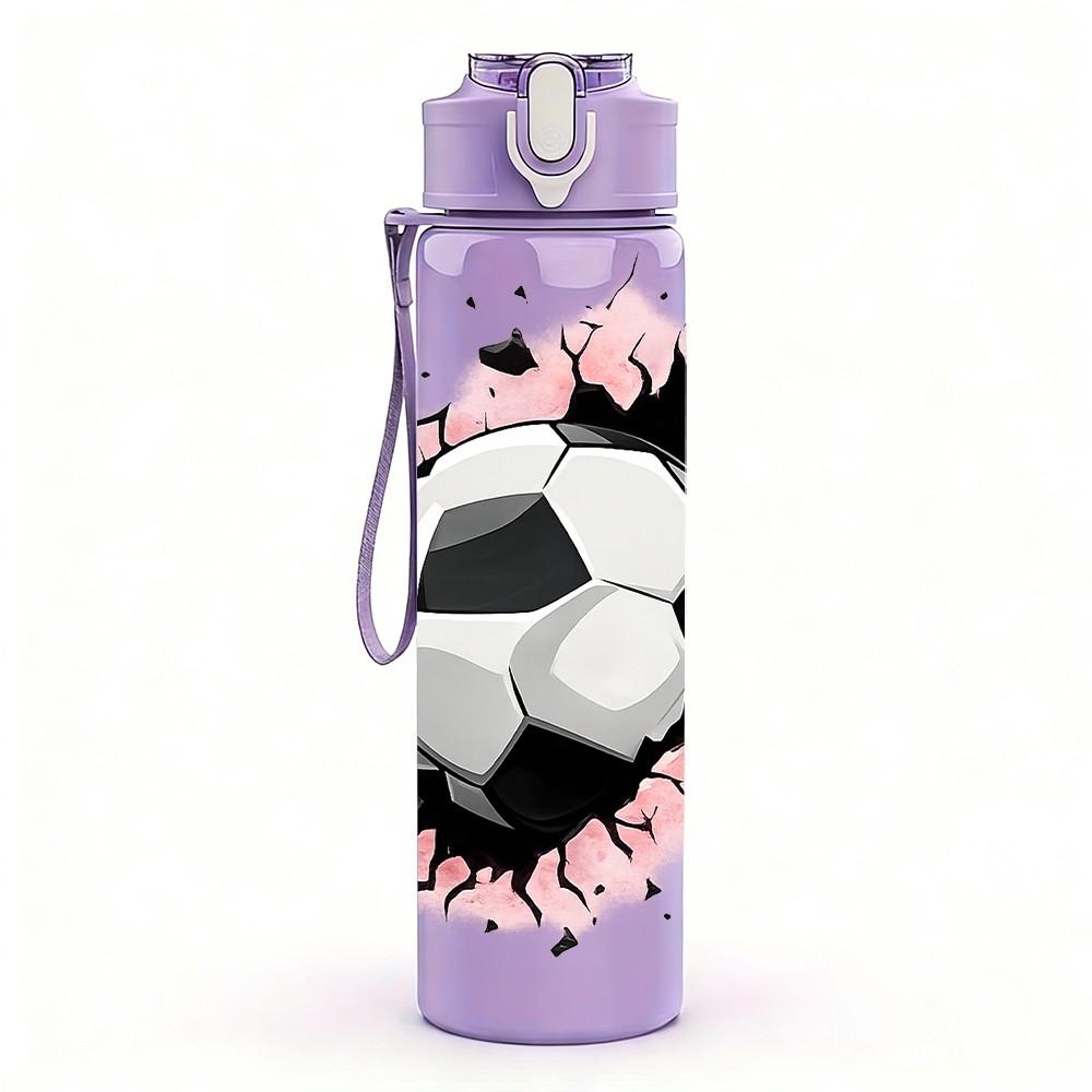 1PC Soccer Ball Break Wall Sport Print 750ml Color Plastic Sports Water Bottle Leakproof Flip Straw Lid Suitable for Sports Office Home Use