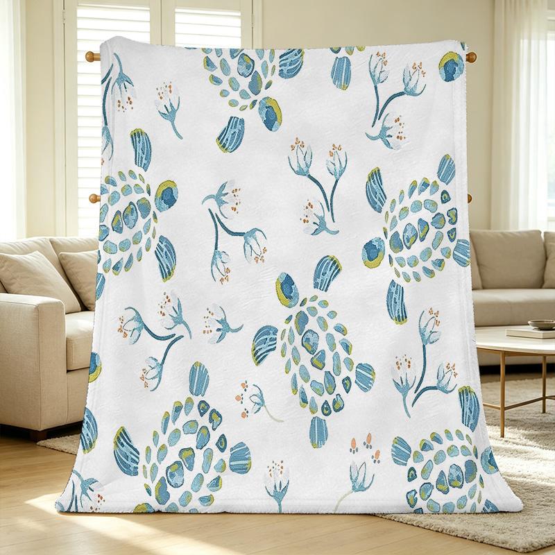 Lightweight Flannel Throw Blanket,Simple Floral Pattern, Soft & Cozy, Ideal for Home, Couch, Bedroom, Great for Christmas & Halloween