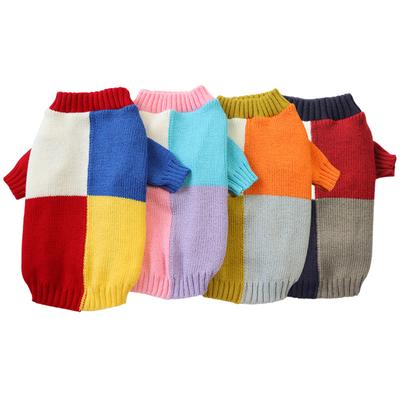 Stilvoller Colorblock Hunde-Pullover Warm und modisch Winter-Hundekleidung für kleine mittelgroße Hunde Winterwarmer Hunde-Pullover
