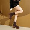 European spring and autumn high-heeled short boots women's 2025 new small man looks tall, autumn and winter thin with skirt thick-soled Martin boots