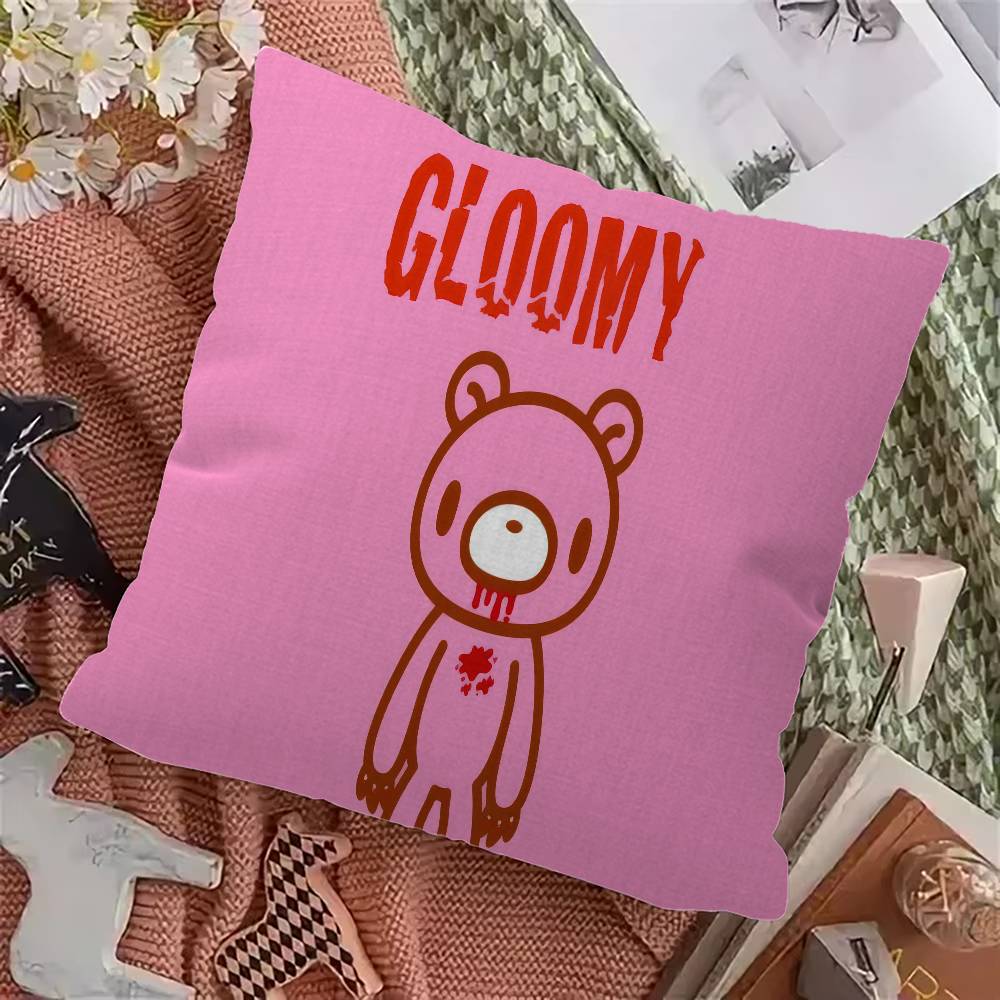 

G-Gloomy Bear Cartoon Maple Design Cushion Cover Happy Autumn Harvest decor Holiday Decorati Pillow Cover 12x12Inch