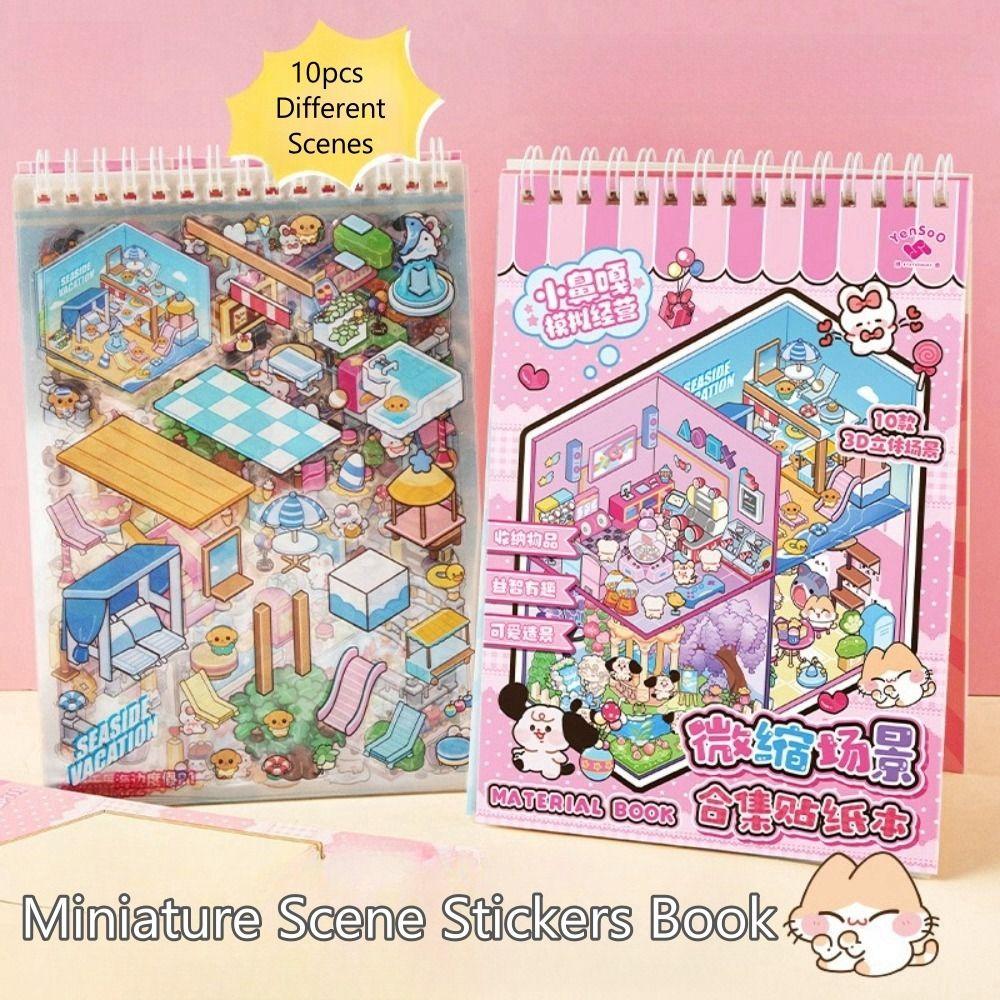 3D krajinné miniaturní scénické samolepky roztomilá kapybara kapesní scénická sada pro děti