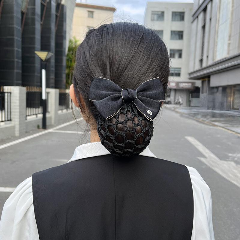 Head Flower Female Vocational Nurse Hairnet Bank Flight Attendant Special Disc Hair Net Pocket Bow Hairpin Tooling Headdress