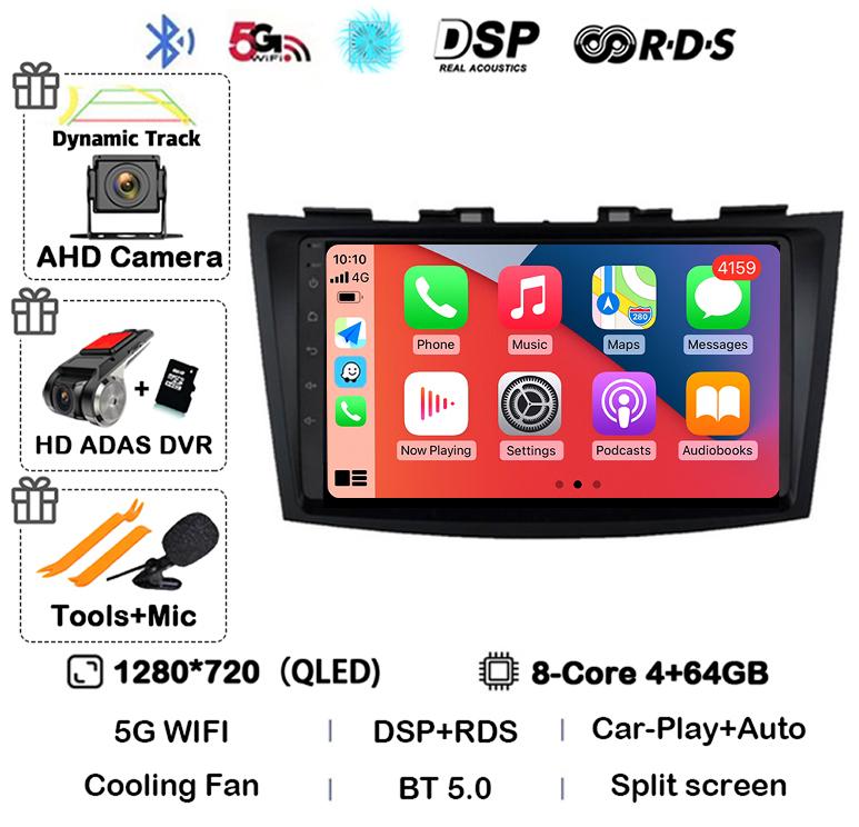 Android 14 Carplay Auto Car Radio For Suzuki Swift 4 2011 2012 2013 2014 2015 2016 Multimedia Video Player Audio GPS Stereo WIFI