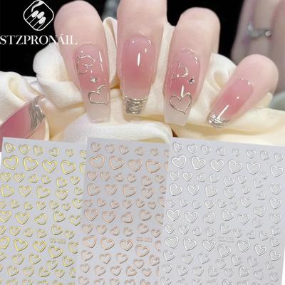 New Love Nail Art Stickers Metal Love Bronzing Rose Gold Faux Mirror Powder Love Nail Stickers