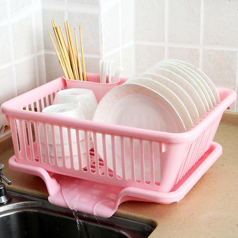 Kitchen Drainage Rack With Drainer Board Countertop Utensils Plates Chopsticks Bowls Spoons Storage Dish Drying Rack