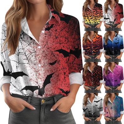 Women's Shirt Blouse Print Button Long Sleeve Casual Basic Shirt Collar Regular Top