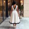 Elegant Color Block High-Waisted Women's Banquet Dress