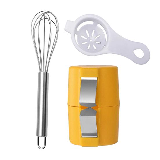 

Egg Shell Separator Opener Stainless Steel Egg Cracker Cutter Tool for Kitchen Travel Portable Eggshell Breaker Set жовтий