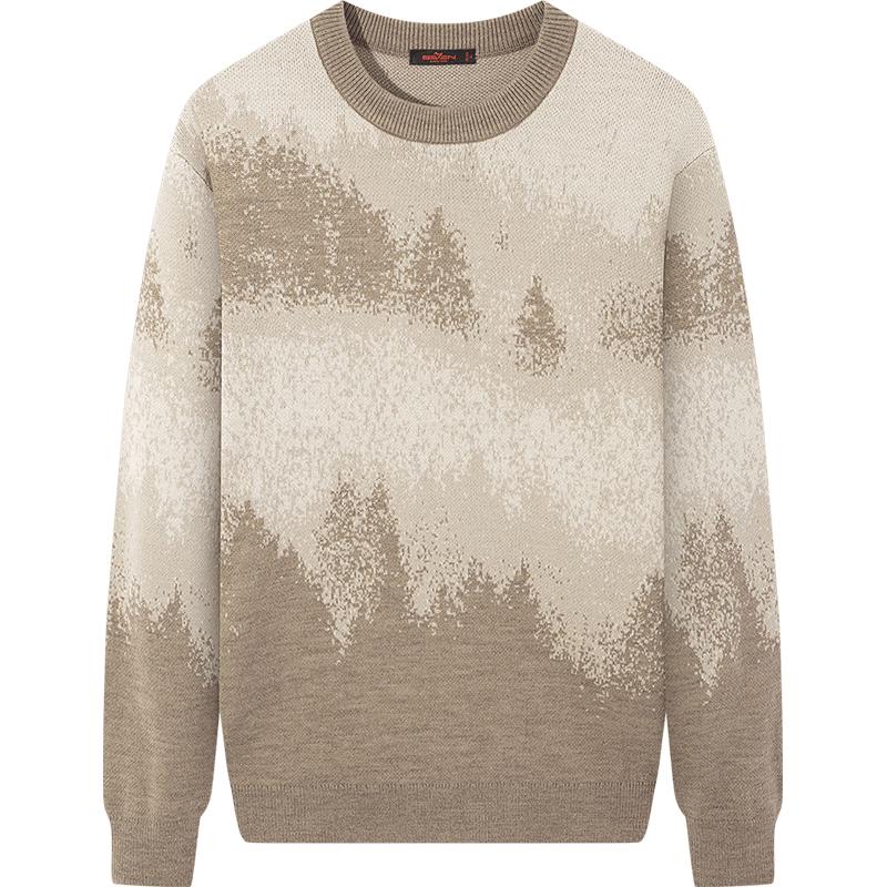 

Мужской пуловер QiPai с круглым вырезом, свитер из смесовой шерсти 3XL