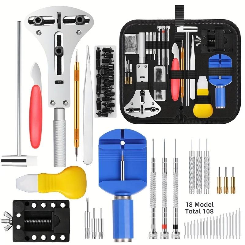 147PCS Watchmaker Watch Repair Repairing Tools Kit Case RemoverOpener Bar Set Watch Spring Pin Bars and Back Case Opener Screw