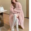 VAYLA New Women Warm Furry Coat Thick Big Collar Fake Lambswool Long Coat Beige Tops For Women Casaco Feminino