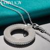 925 Sterling Silver Round Circle 16/18/20/22/24/26/28/30 Inch Pendant Necklace For Women Wedding Party Fashion Jewelry