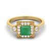 1.27 Cts Emerald Square Shape Solitaire 925 Sterling Silver Gold Vermeil Wedding Women Ring