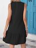2025 Summer European & American V-neck Solid Color Sleeveless Slimming Dress for Women
