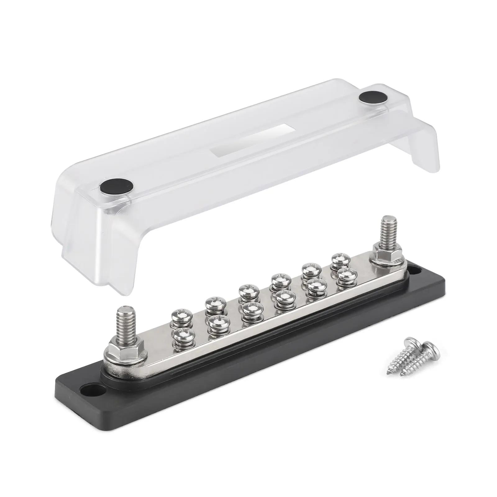 

Power Distribution Block with Cover 12 X 5/16 Studs Bus Bar Terminal Block Max 300A 48V DC for Car Boat Marine Trucks RV