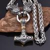 Collier Loup Hommes Marteau de Thor Pendentif Amulette Viking Nordique Punk Accessoires de Bijoux