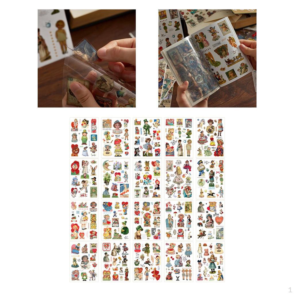 20 Pieces Planner Stickers Decals Decorative Retro Design DIY Diary Scrapbooking