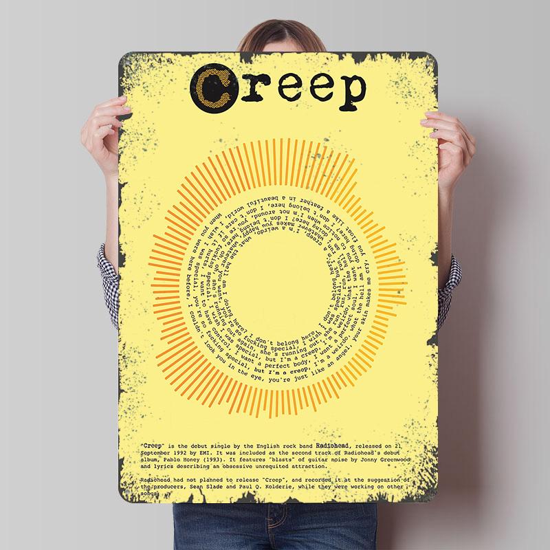 

Radiohead Creep Lyrics Poster Customized Wall Art Vintage Metal Signs Retro Tin Plaque for Man Cave Decoration Living Room Decor 7.9x11.8In(20x30cm)