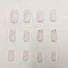 24pcs Glamorous White Square Press-On Nails Kit with Sparkling Rhinestones  Jelly Glue  Nail File - Medium Length French Tip False Nails Set for Women