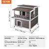 VEVOR Outdoor Cat House Weatherproof, Feral Cat Shelter for Multiple Cats, 2-story Large Outdoor Wooden Cat House with Balcony, Doors