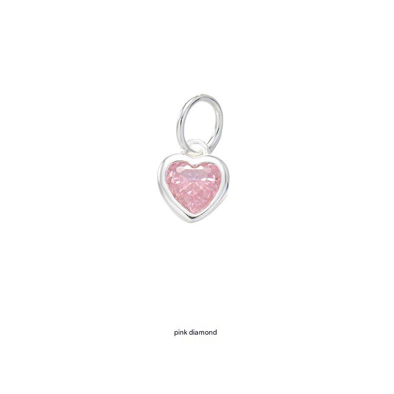 S925 Sterling Silver Blue Green Pink Heart Zircon Pendant for Fine Jewelry DIY Making Charms