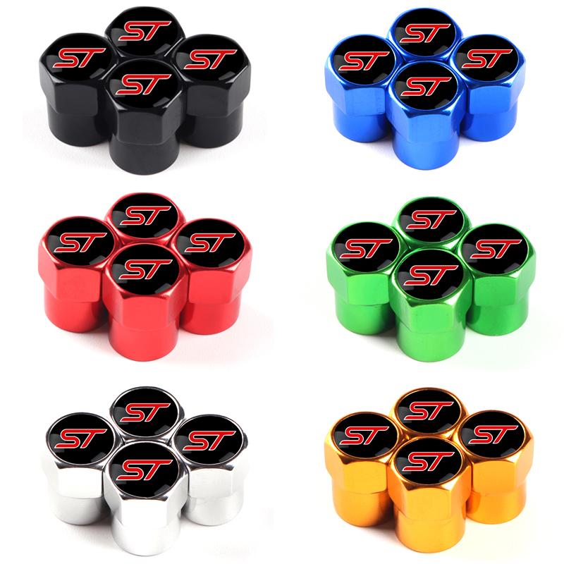 BBBF7 4PCS Car Wheel Tire Valve Stem Caps Airtight Cover For Ford ST Line Focus X 2 3 Mondeo Fiesta Kuga MK2 MK3 MK4 Tyre Accessories