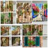 Pattern Landscape Bathroom Shower Curtain Waterproof Hook Bath Accessories Decor