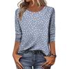 Women's Casual Floral Print Three Quarter Sleeve Round Neck Top Lightweight Comfortable Fit for Everyday Wear