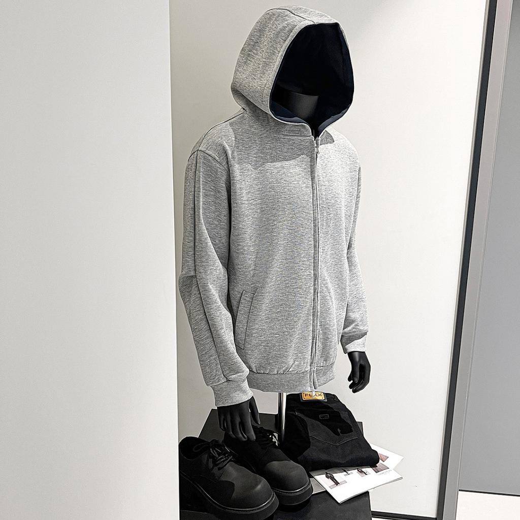 Zipper Short Vibe High Street Hooded Men's Sweater Trendy Brand 2025 Fashion Blockbuster Sweater