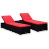 Day and Night - Day and Night Garden Loungers and Table 3 Pieces Black Synthetic Rattan