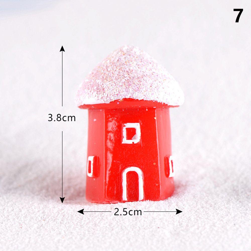 Micro Landscape Mini House Figurines Villa Model Miniature Snowcap Cottage Christmas Decorations